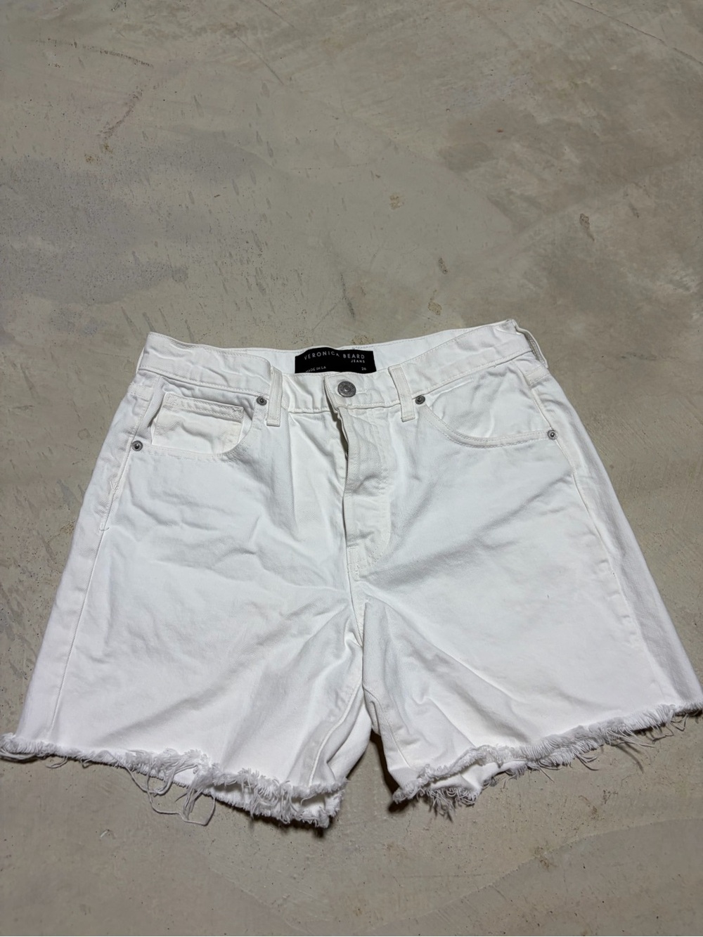 Veronica beard White Women's Frayed Hem Denim Shorts 26